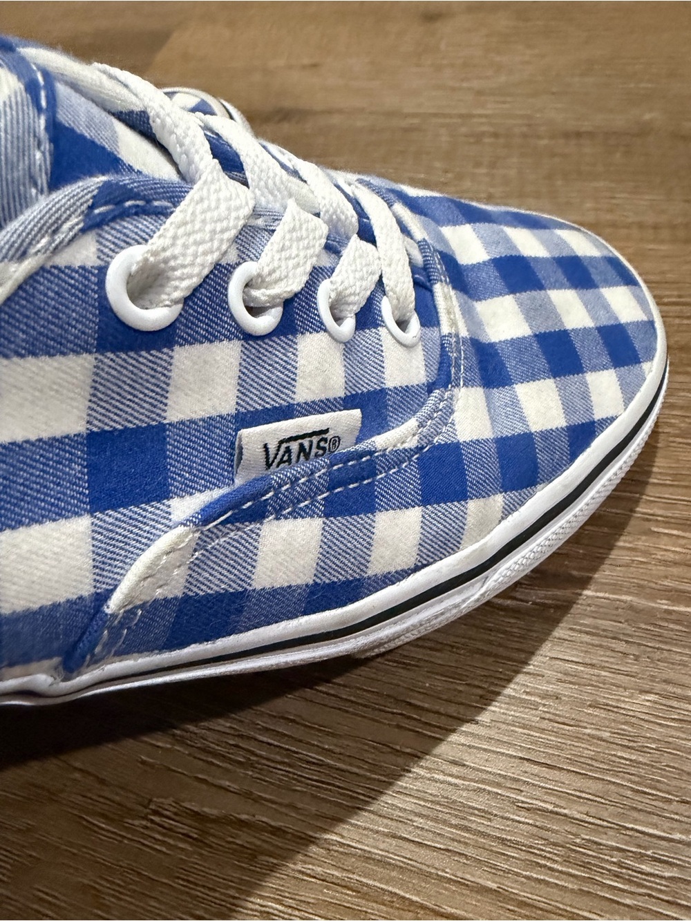 Vans Authentic Blue White Gingham Check Canvas Sneakers Men’s 6 Women’s 7.5 - Picture 8 of 11
